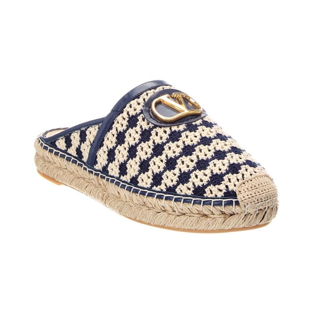 Valentino Vlogo Canvas & Leather Mule, Navy